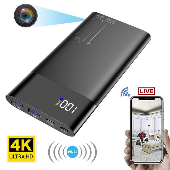 kamera online Gece Görüşlü 4k Wifi Powerbank Gizli Video Kamera Uzaktan Izleme Kayıt ürün görseli 1