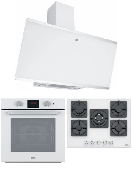 Franke Beyaz Ankastre Set (FHNS 705 4G TC WH C Ocak + FSL 86 H WH Fırın + FPJ 915 V WH-SS Davlumbaz) ürün görseli 1