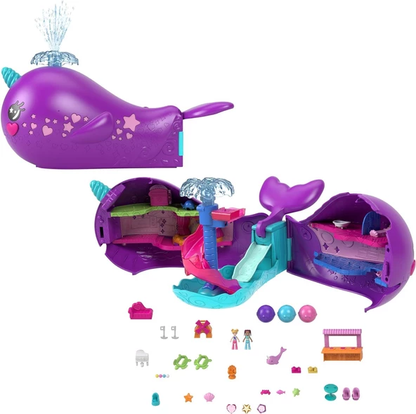 Orjinal Polly Pocket Sparkle Cove Macera Narwhal Maceracı Teknesi HKV71 ürün görseli 1