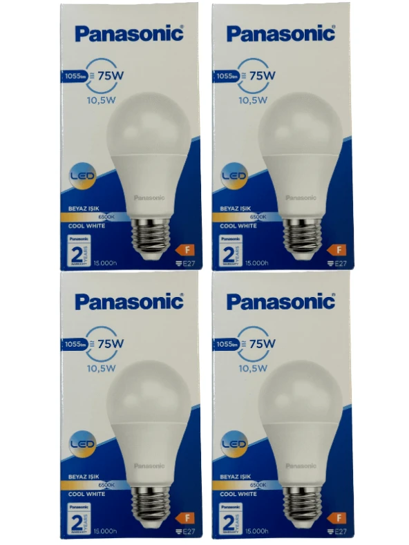 Panasonic 10,5W (75W) 6500K (Beyaz Işık) E27 Duylu Led Ampul (4 Adet) ürün görseli 1