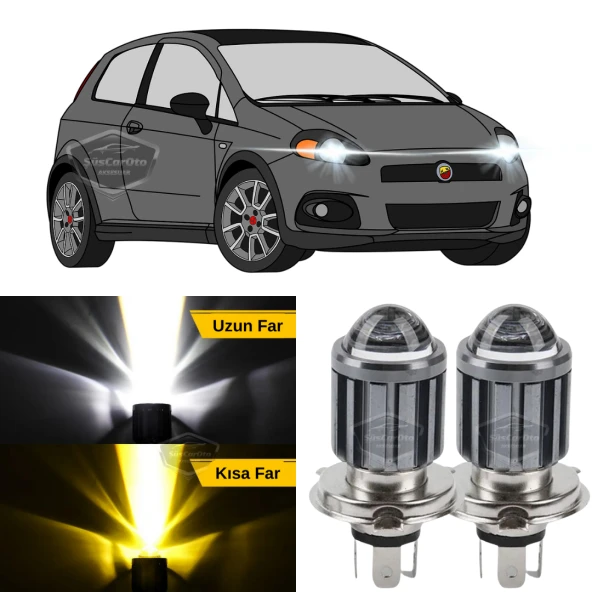 Fiat Punto 2006-2018 Uyumlu Mercekli Far Ampulü Led Xenon Çift Renk Sarı-Beyaz Far Şimşek Etkili CSP Led Lamba Uzun Kısa 2 Adet Takım ürün görseli 1