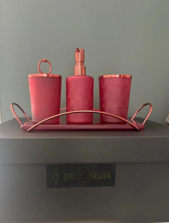 DECORİUM CAM BANYO SETI 4 PRC ROSIE M06654 ürün görseli 1