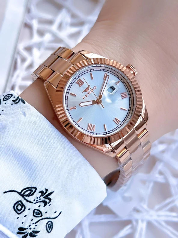 Ferro Rose Gold Renk 3 Atm Suya Dayanıklı Çelik Kordon Özel Tasarım Kadın Kol Saati BF21127AWT-C ürün görseli 1