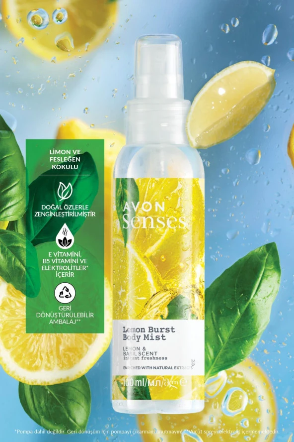 Senses Lemon Burst Limon ve Reyhan Kokulu Vücut Spreyi 100 Ml. ürün görseli 1