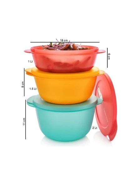 Tupperware Mikro Kaplar Set 1-1.5-2 Lt Mikrodalga Fırın İçin ürün görseli 1