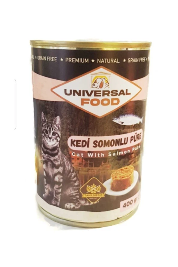 Unıversal Food Somonlu Tahılsız Püre Kedi Konserve Yaş Mama 400grx6Adet ürün görseli 1