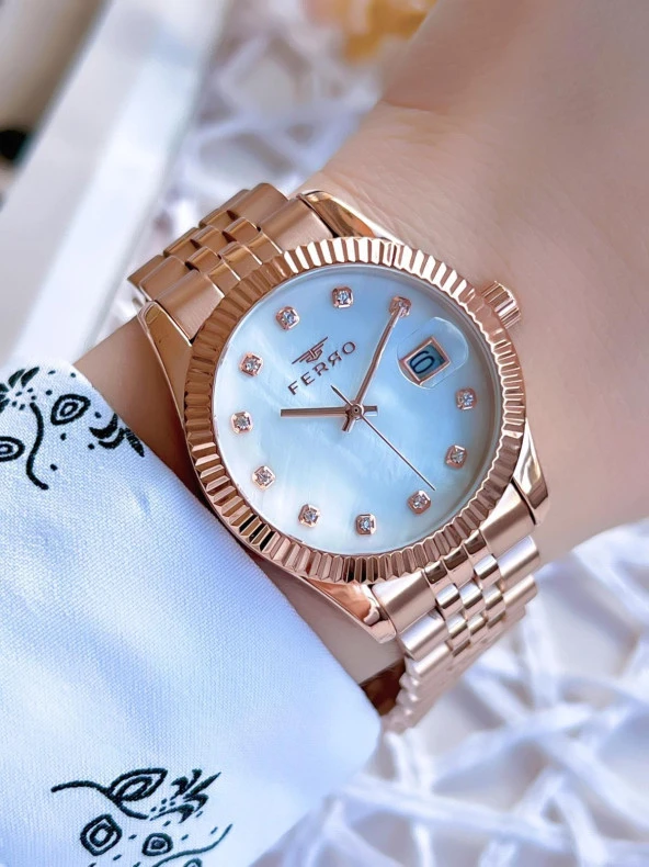 Ferro Rose Gold Renk 3 Atm Suya Dayanıklı Çelik Kordon Özel Tasarım Kadın Kol Saati BMN.8A2112FE ürün görseli 1