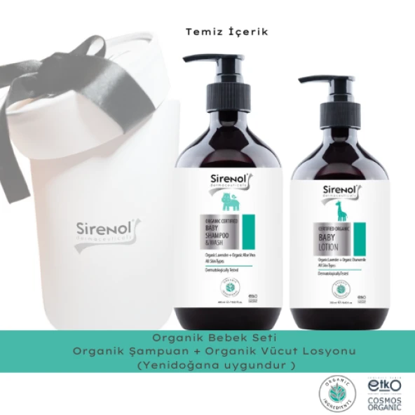 Sirenol Organik 2'li Bebek Bakım Seti - ( Şampuan +Vücut Losyonu ) 400 mL / 250 mL ürün görseli 1