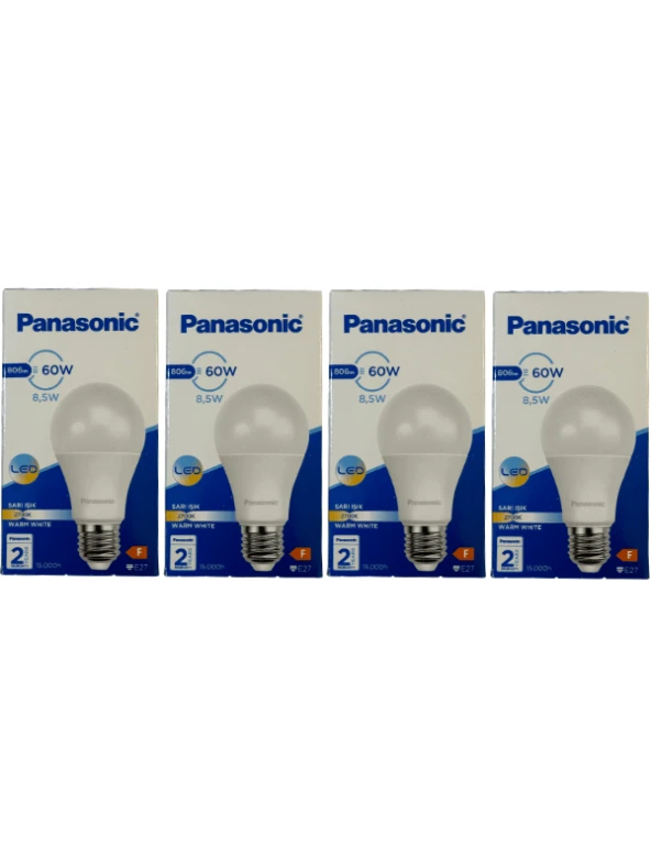 Panasonic 8,5W (60W) 2700K (Sarı Işık) E27 Duylu Led Ampul (4 Adet) ürün görseli 1