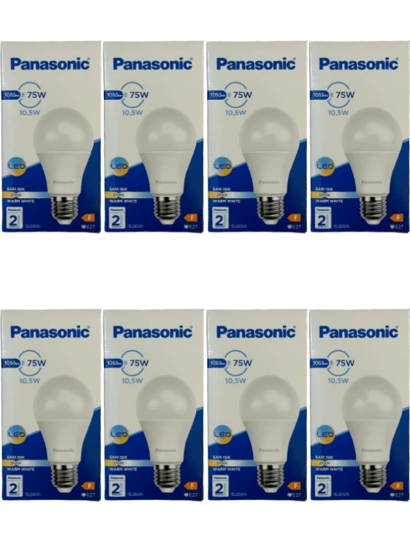 Panasonic 10,5W (75W) 2700K (Sarı Işık) E27 Duylu Led Ampul (8 Adet) ürün görseli 1