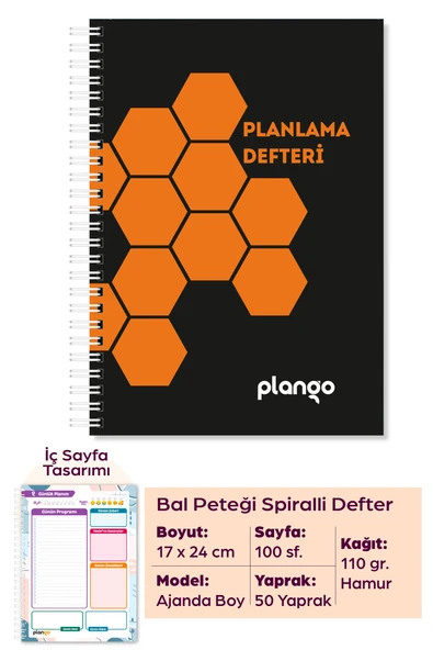 Bal Peteği Günlük Planlayıcı Defter - Ders Çalışma Planlayıcı Defteri - Planlama Defteri ürün görseli 1