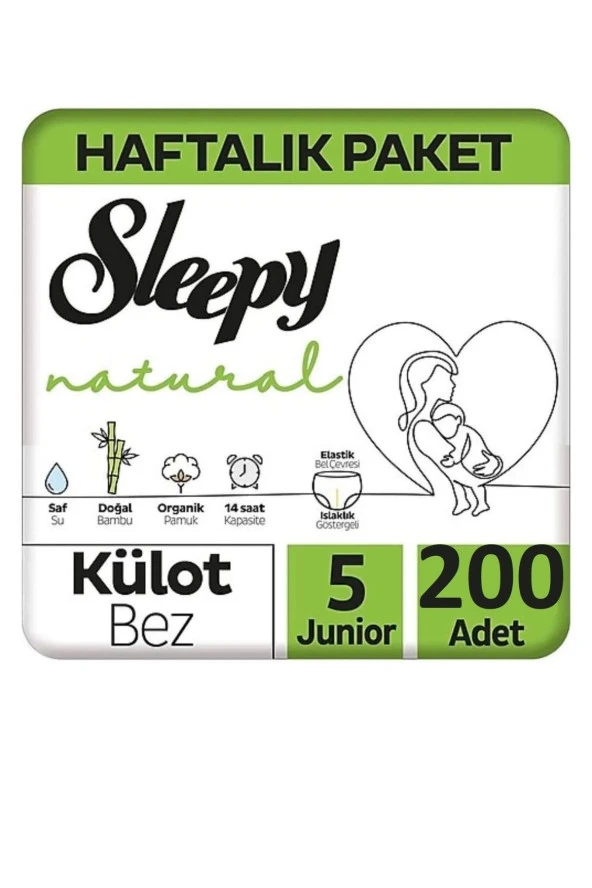 Sleepy Natural Külot Bez 5 Beden Junior 200 Adet ürün görseli 1