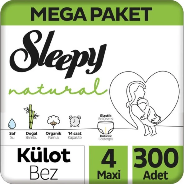 Sleepy Natural Külot Bez 4 Numara Maxi Mega Fırsat Paketi 300 Adet ürün görseli 1