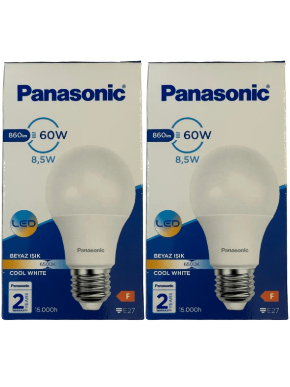 Panasonic 8,5W (60W) 6500K (Beyaz Işık) E27 Duylu Led Ampul (2 Adet) ürün görseli 1