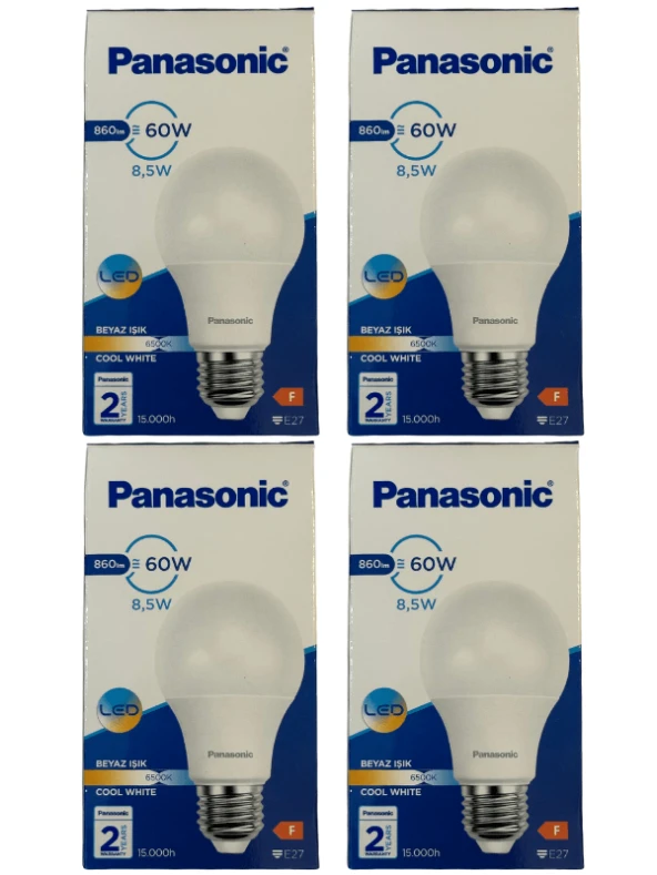Panasonic 8,5W (60W) 6500K (Beyaz Işık) E27 Duylu Led Ampul (4 Adet) ürün görseli 1