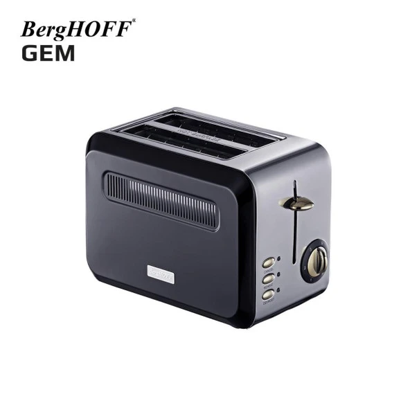 BergHOFF GEM TITAN 1.7 Litre Parlak Gümüş Siyah İki Dilim Ekmek Kızartma Makinesi 7950070 ürün görseli 1
