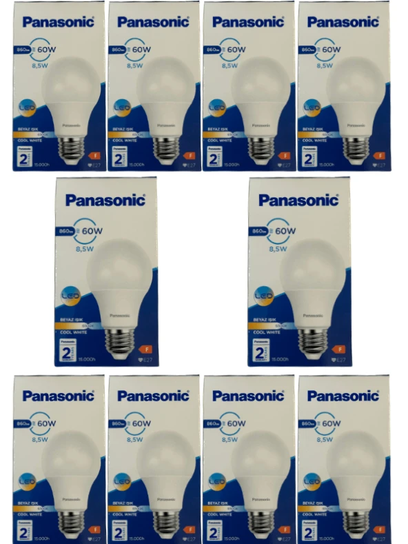 Panasonic 8,5W (60W) 6500K (Beyaz Işık) E27 Duylu Led Ampul (10 Adet) ürün görseli 1