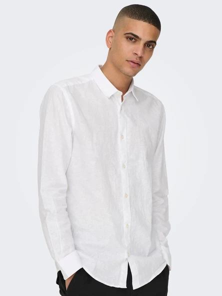 ONLY&SONS Erkek Dar Kesim Keten Pamuklu Gömlek 22012321 ürün görseli 1