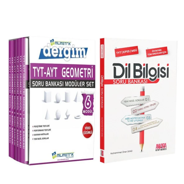 Milimetrik TYT AYT Geometri Seti ve AKM Dil Bilgisi Soru Bankası Seti 2 Kitap ürün görseli 1