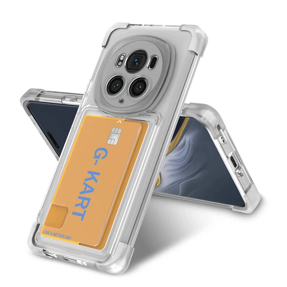 Honor Magic 6 Pro Uyumlu Kılıf Airbag Tasarımlı Şeffaf Kartlıklı  G-Kart Kapak ürün görseli 1