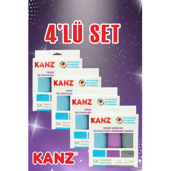 Kanz 3'lü Alman Mikrofiber Temizlik Bezi (4'lü Set) ürün görseli 1