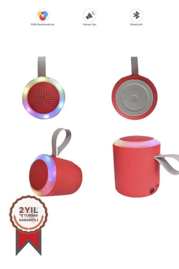Torima D24 Kırmızı SD/USB Girişli Taşınabilir Bluetooth Hoparlör ürün görseli 1