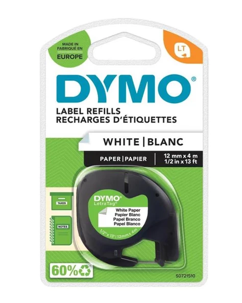 Dymo 12mmx4m Kağıt Şerit Beyaz 91200 ürün görseli 1