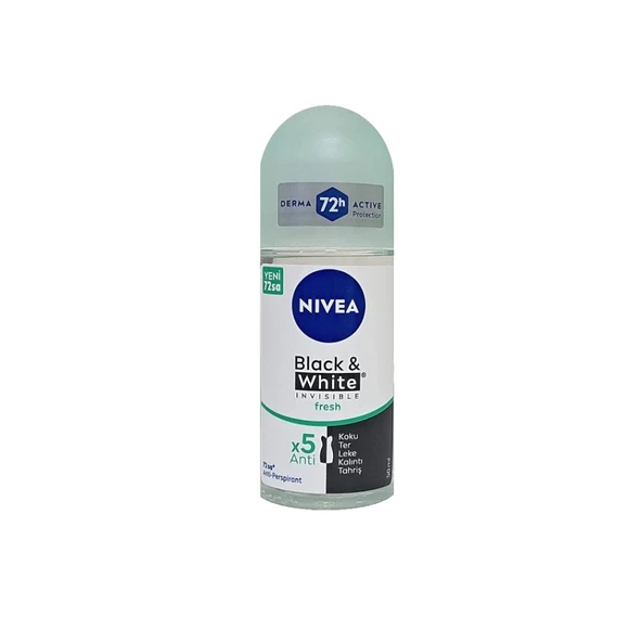 Nivea Black White Invisible Fresh Deodorant Roll-on 50ml ürün görseli 1