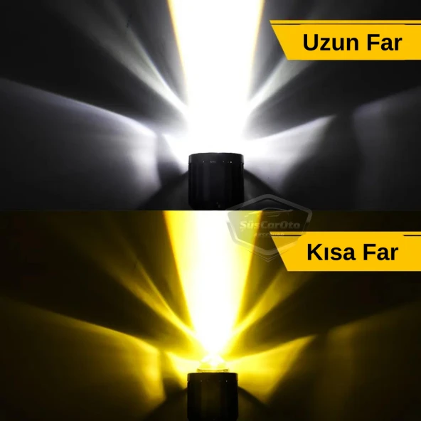 Hyundai Accent Milenyum 2000-2003 Uyumlu Mercekli Far Ampulü Led Xenon Çift Renk Sarı-Beyaz Far Şimşek Etkili CSP Led Lamba Uzun Kısa 2 Adet Takım ürün görseli 1