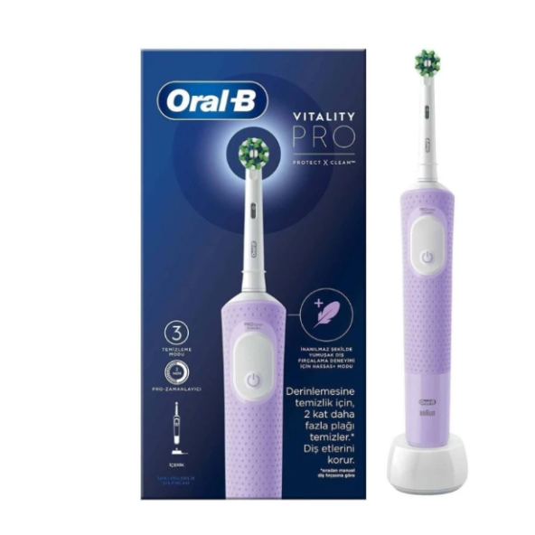 Oral-B D103 Vitality Pro Cross Action Lila Şarjlı Diş Fırçası ürün görseli 1