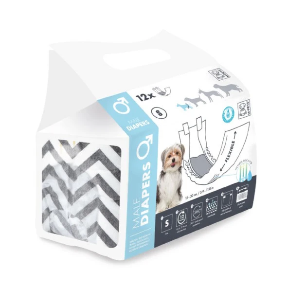 M-Pets Diapers Erkek Köpekler İçin Külot S 12 Li ürün görseli 1