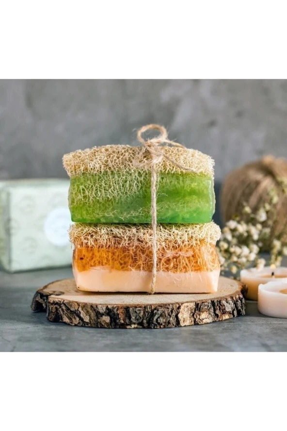 Kabak Lifli Aloe Vera Ve Eşek Sütlü Ballı Sabun 2 Li Set ürün görseli 1