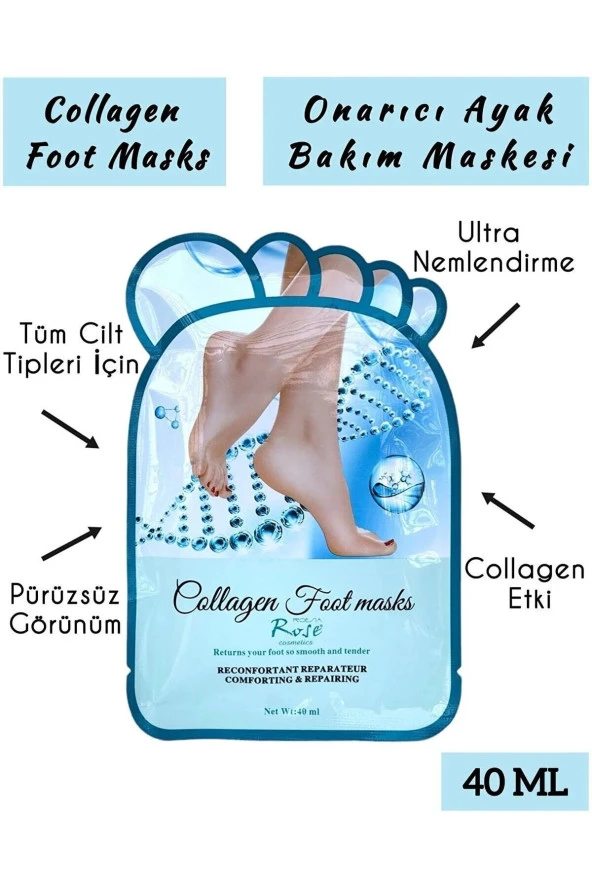 Rose Cosmetics Rose Çorap Tipi Ayak Peeling Maskesi ve Foot Peeling Mask ürün görseli 1