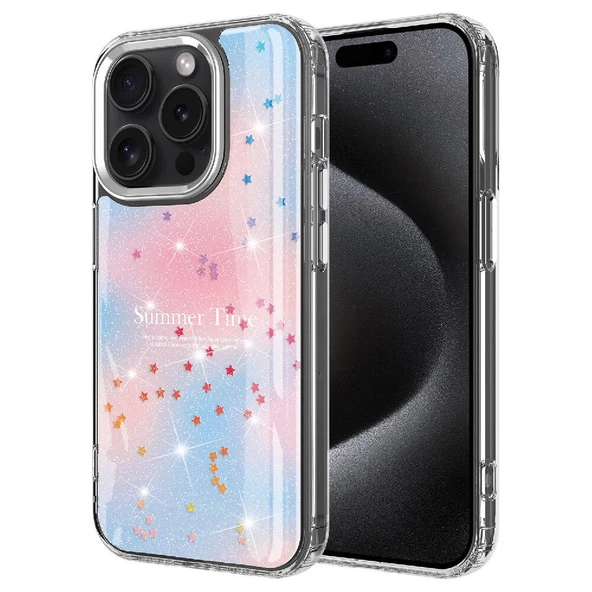 iPhone 15 Pro Uyumlu  Uyumlu KılıfSimli Desenli Parlak Task Kapak ürün görseli 1