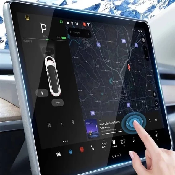 Tesla Model Y Araç Multimedya Temperli Cam Ekran Koruyucu - Resim 6