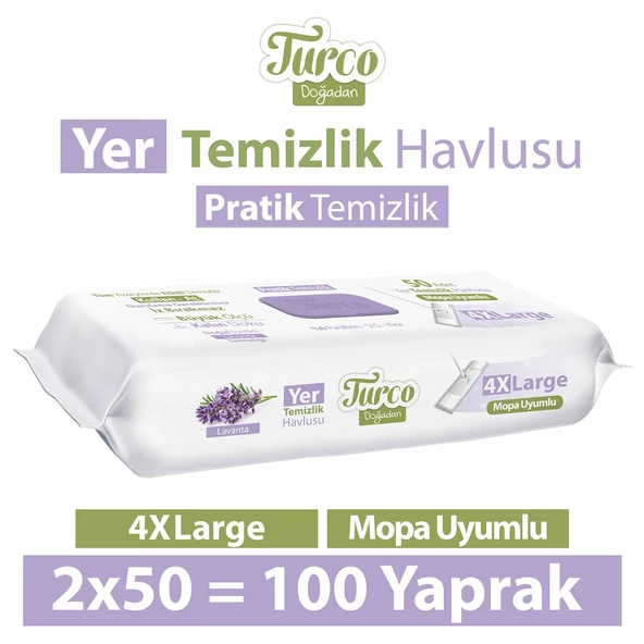 Turco Doğadan Yer Temizlik Havlusu Lavanta 2x50(100 Yaprak) ürün görseli 1