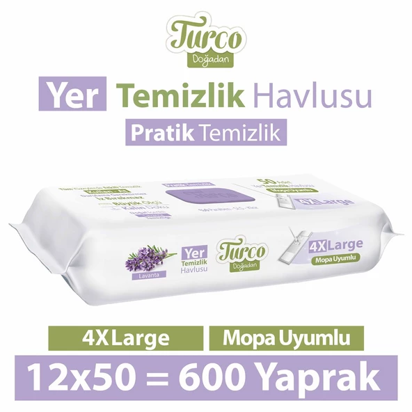 Turco Doğadan Yer Temizlik Havlusu Lavanta 12x50(600 Yaprak) ürün görseli 1