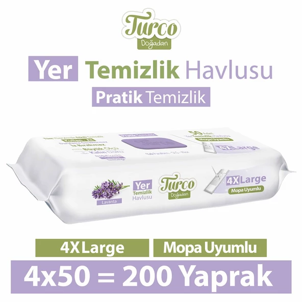 Turco Doğadan Yer Temizlik Havlusu Lavanta 4x50(200 Yaprak) ürün görseli 1
