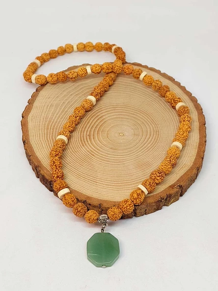 Aventurin Taşlı Rudraksha Tohum Kolye Dolama Bileklik 8mm (49734) ürün görseli 1