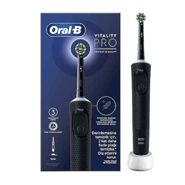 Oral-B D103 Vitality Pro Cross Action Siyah Şarjlı Diş Fırçası ürün görseli 1