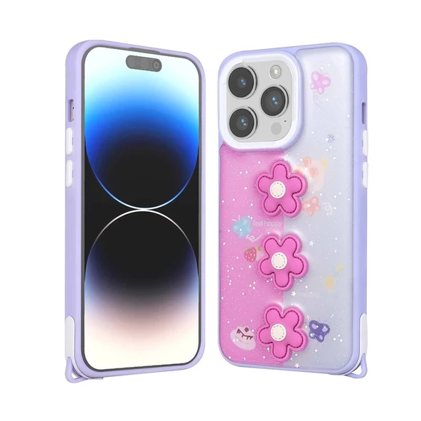 iPhone 14 Pro Max Uyumlu  Uyumlu KılıfParlayan Simli Kabartma Figürlü Cevze Kapak ürün görseli 1