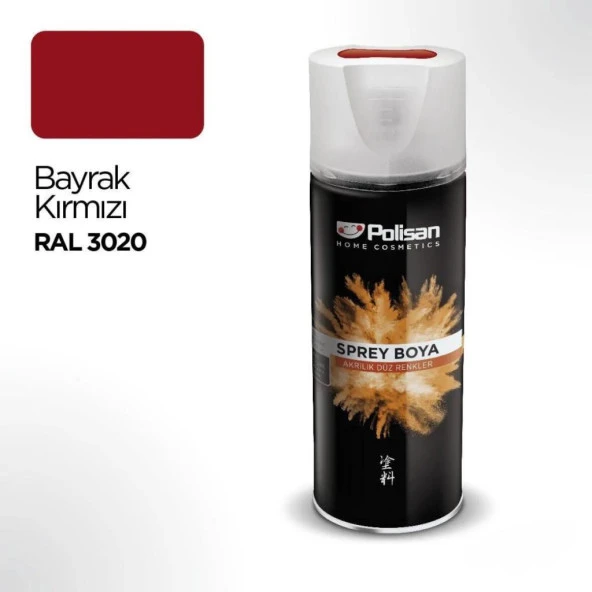 Polisan Akrilik Bayrak Kırmızı Sprey Boya 400 ml - RAL 3020 ürün görseli 1