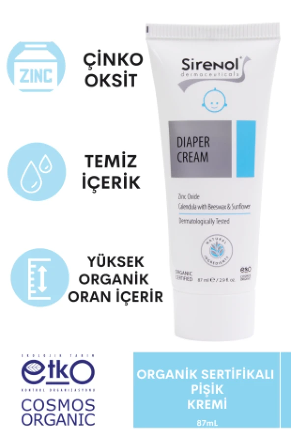 Sirenol Organik 2'li Bebek Bakım Seti (Şampuan + Pişik Kremi) 400 mL / 87 mL ürün görseli 1