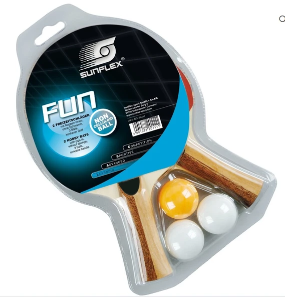 Sunflex Fun P.P. 2 Raket + 3 Top Masa Tenisi Seti 20111 ürün görseli 1