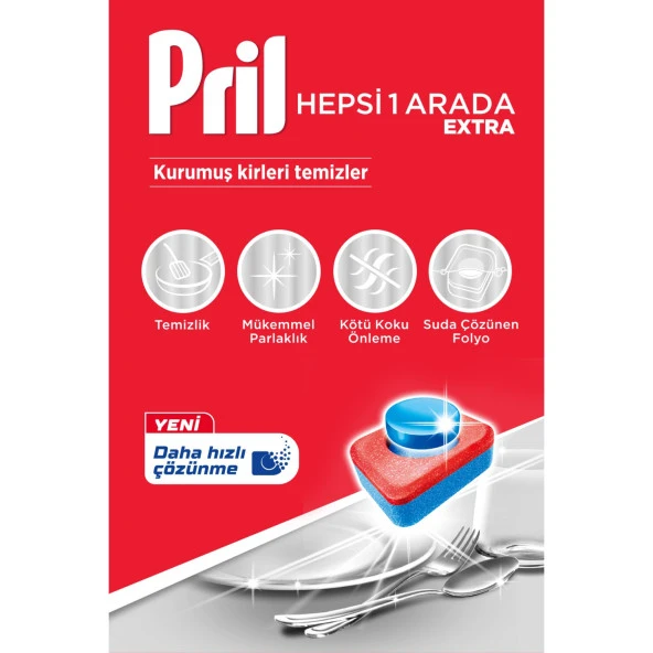 Pril Bulaşık Makinası Deterjanı Hepsi Bir Arada 45 Tablet - Resim 2