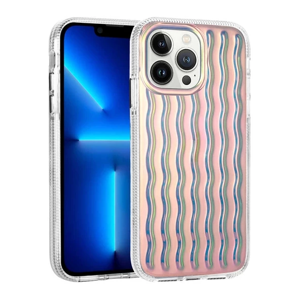 iPhone 14 Pro Max Uyumlu  Uyumlu KılıfKabartmalı Dalga Tasarımlı Silikon İsmira Kapak ürün görseli 1