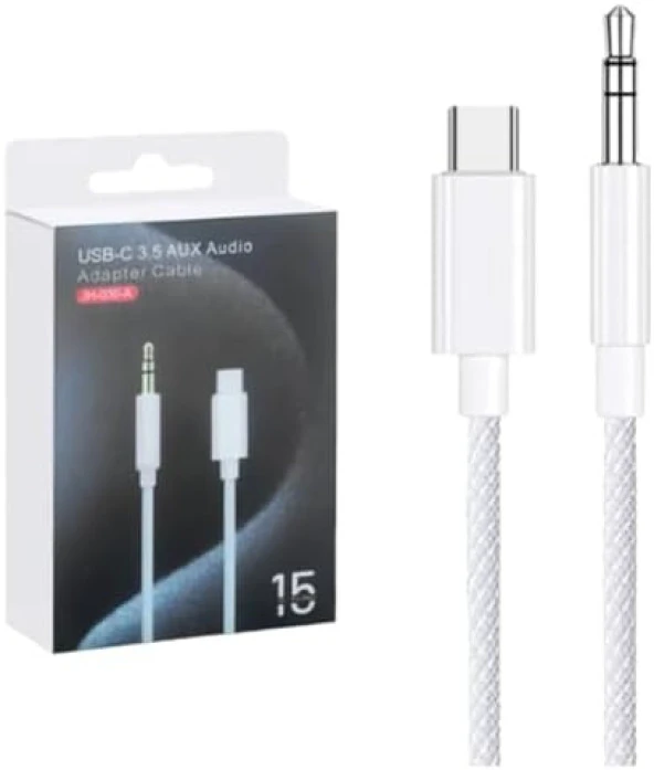 Type-C to Aux Kablo, Type C Aux Çevirici İPHONE 15 / 15PRO / 15PROMAX, SAMSUNG, XİAOMİ, HUAWEİ TÜM TYPE C KULAKLIK ÇIKIŞLI ÇİHZLARA UYUMLU !!! TAK ÇALIŞTIR, BLUETOOTH GEREKTİRMEZ ürün görseli 1