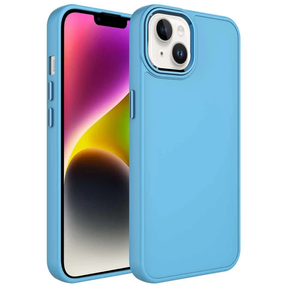 iPhone 13 Uyumlu  Uyumlu KılıfMetal Çerçeve ve Buton Tasarımlı Silikon Luna Kapak ürün görseli 1