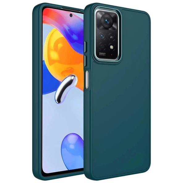 Xiaomi Redmi Note 11 Pro 5G Uyumlu  Uyumlu KılıfMetal Çerçeve ve Buton Tasarımlı Silikon Luna Kapak ürün görseli 1