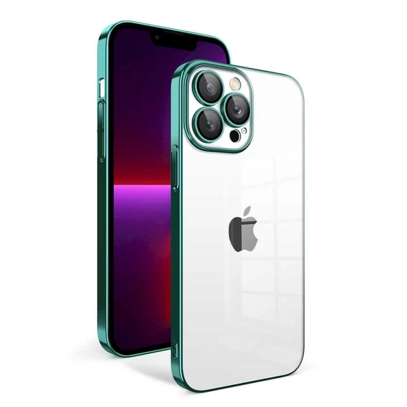 iPhone 13 Pro Uyumlu  Uyumlu KılıfKamera Korumalı Renkli Çerçeveli Garaj Kapak ürün görseli 1